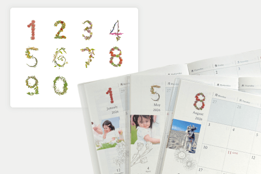 Mags Inc.×HIBIYA-KADAN手帳の月部分に使用しているフラワーレタリングのイメージ画像