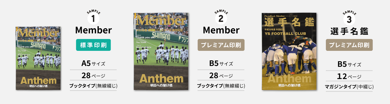 卒団サンプルセット内容